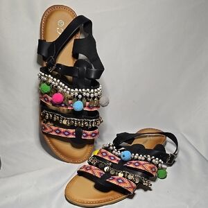 Colorful Embellished Sandals